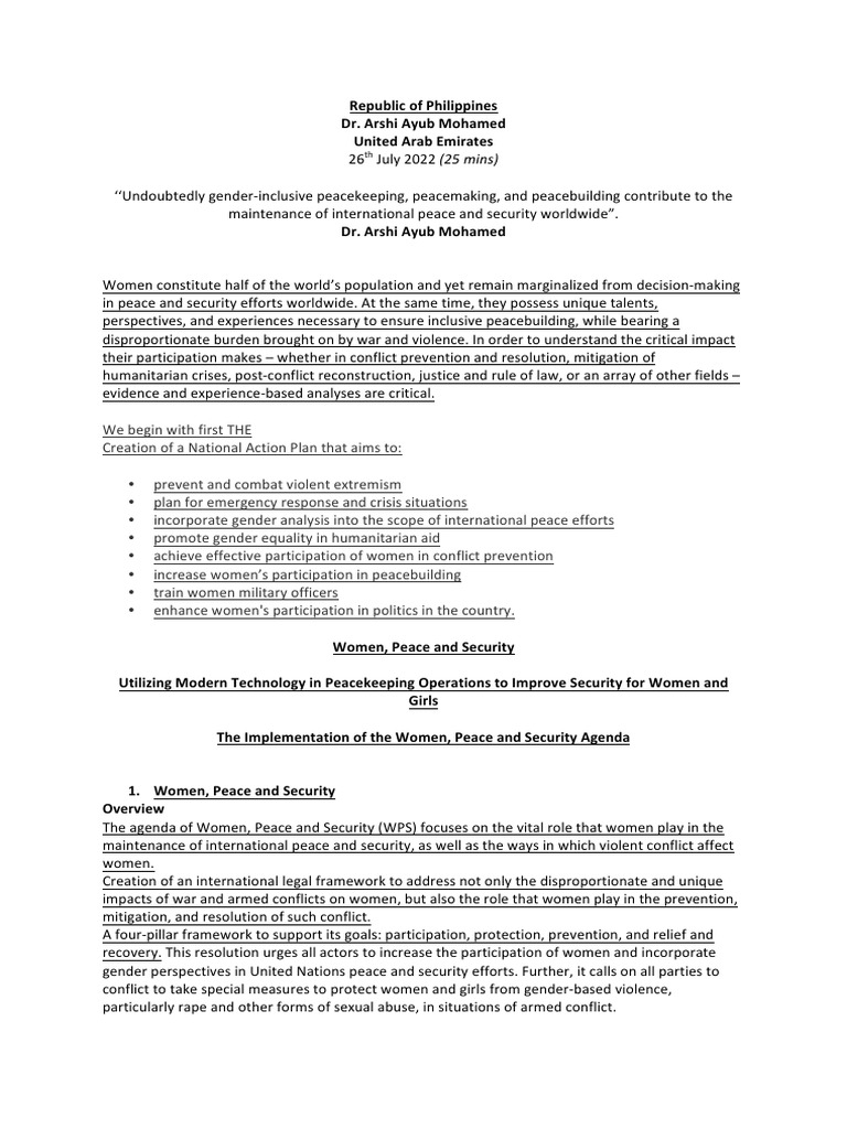 Women in Peace and Security Efforts | PDF | Peacebuilding | Peacekeeping