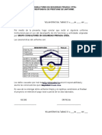 Carta Prestamo Uniforme Seguridad Privada