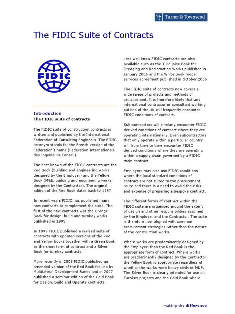 The fidic suite of contracts pdf adjudication general contractor