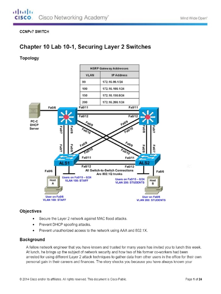 Lab 10 1 securing layer 2 switches pdf