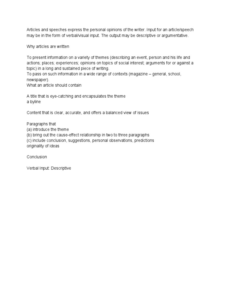 Article Writing Format Essentials | PDF | Art