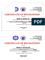 Certificate of Recognition: Rene B. Burce JR
