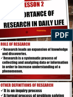 Lesson 2: Importance of Research in Daily Life