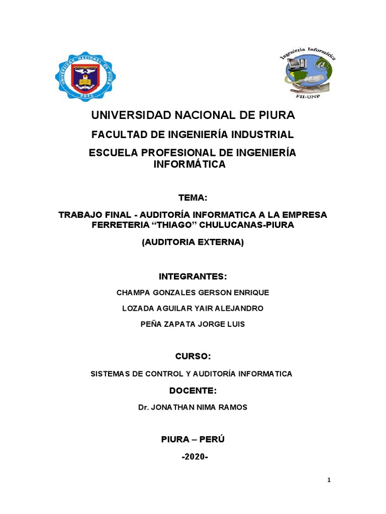 Trabajo Final - Auditoria Informatica | PDF | Hardware de la ...