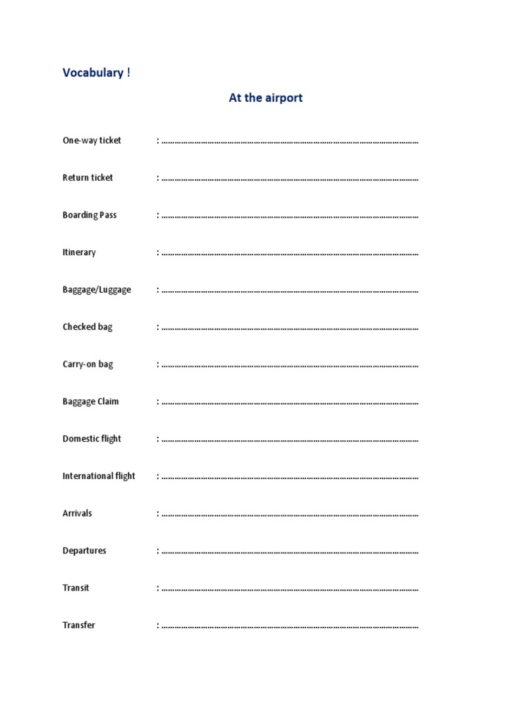 Travelling Vocabulary V1 PDF Baggage