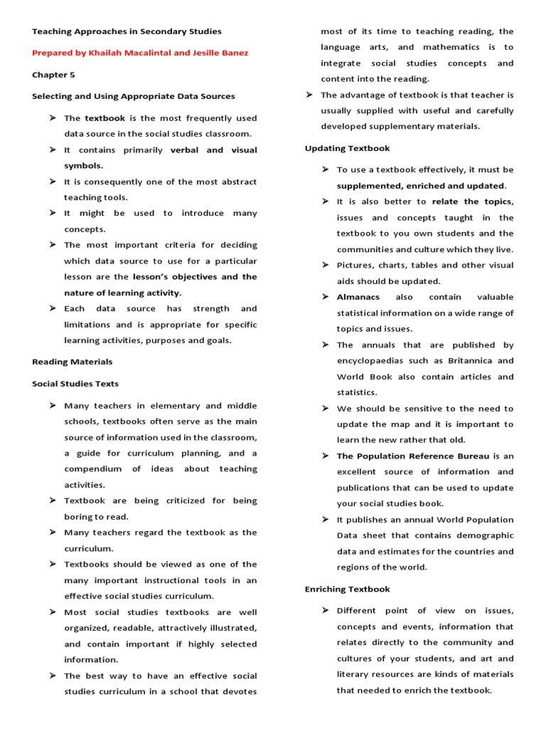 Effective Teaching Approaches in Social Studies | PDF | Sociology ...