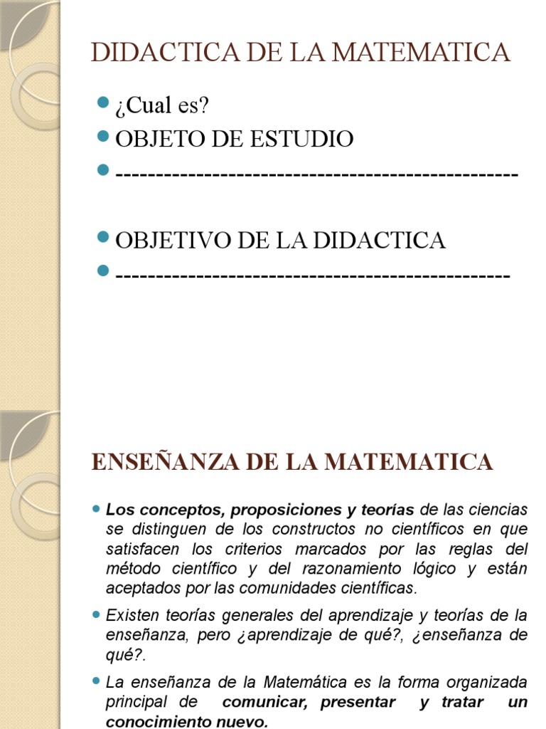 Didáctica de la Matemática: Enfoques y Teorías | PDF | Teoría ...