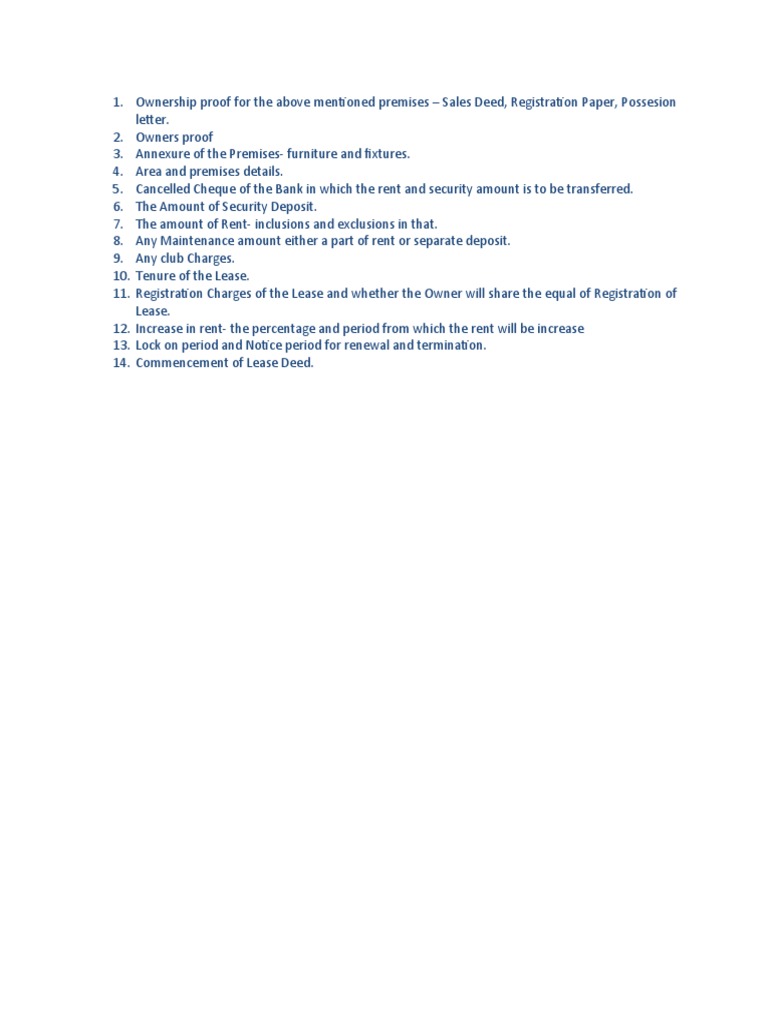 Requirement of Lease Deed | PDF