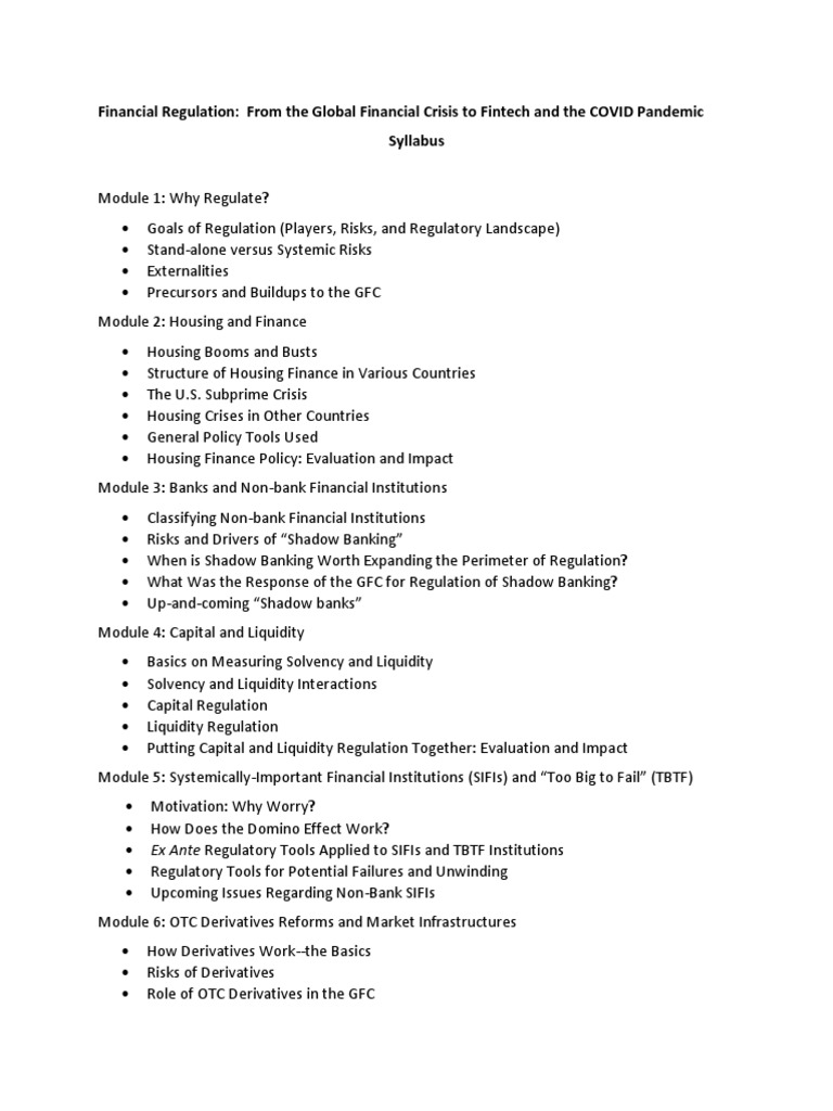 Financial Regulation: Crisis to Fintech | PDF | Financial Crisis Of ...