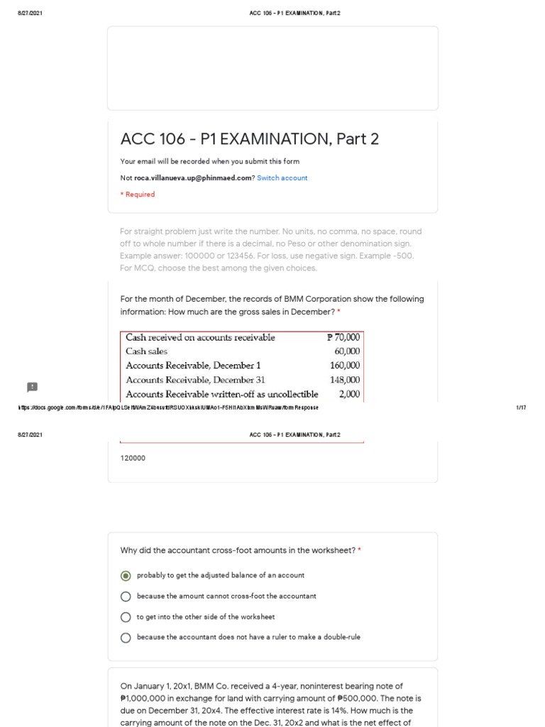 ACC 106 P1 Exam Part 2 Overview | PDF | Present Value | Interest
