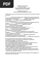 Pre-Test Sa Pagbasa at Pagsusuri | PDF