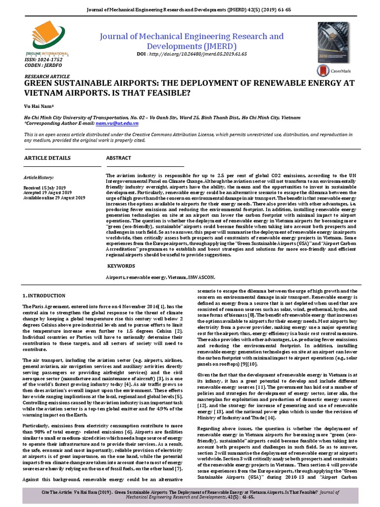 Green Sustainable Airports The Deployment of Renew | PDF | Renewable ...