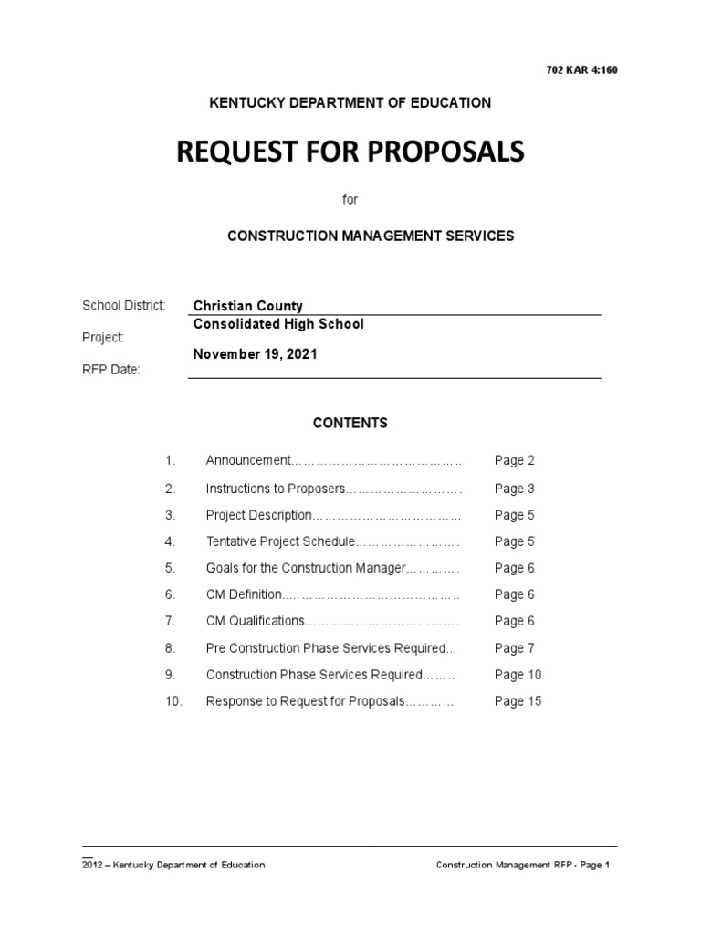 RFP - CM Services | PDF | Construction Management | Architect