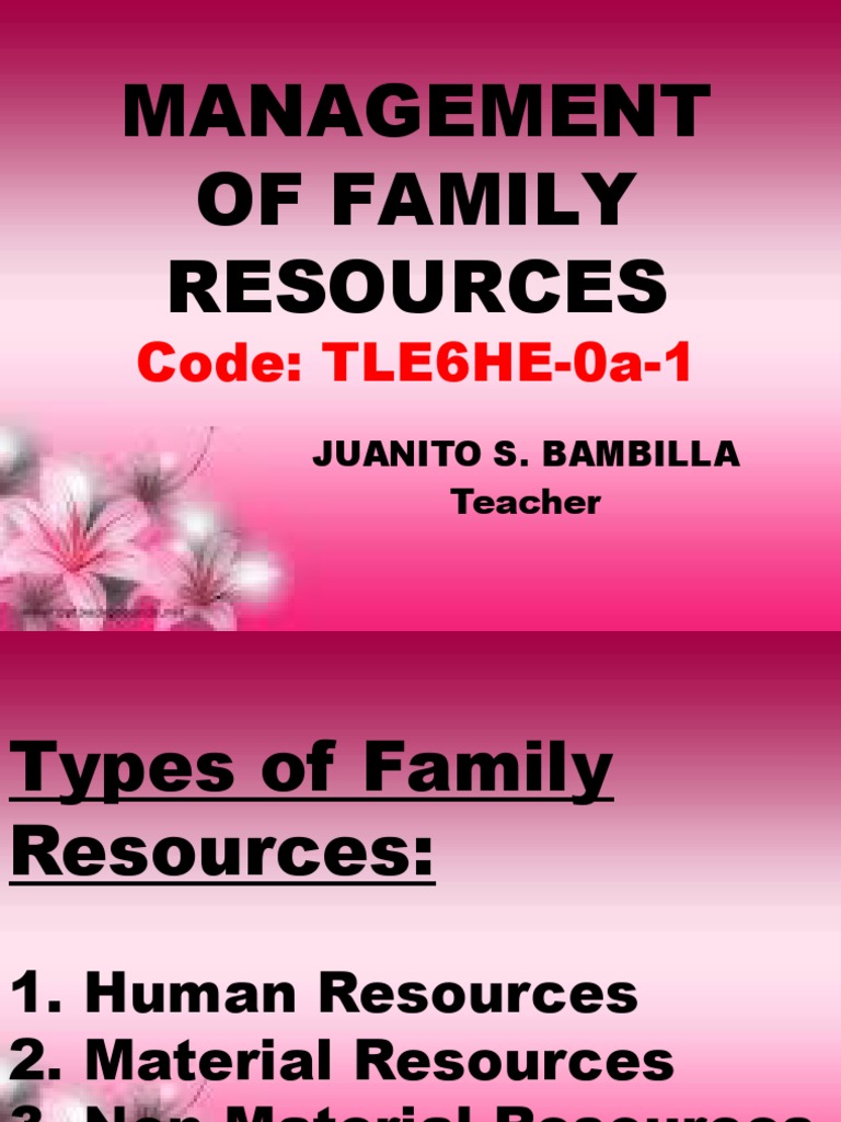 Management of Family Resources Code TLE6HE0a1 PDF Water Resource