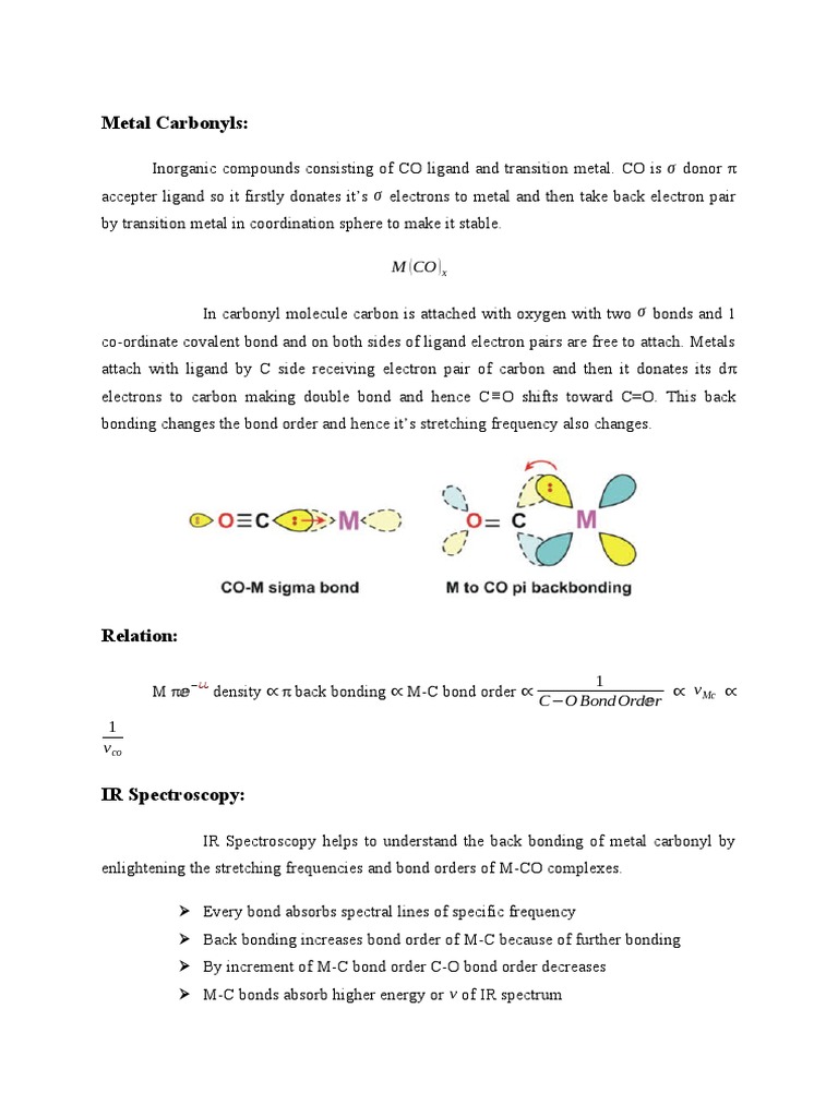 Understanding Metal Carbonyls and IR Spectroscopy | PDF | Chemical Bond ...