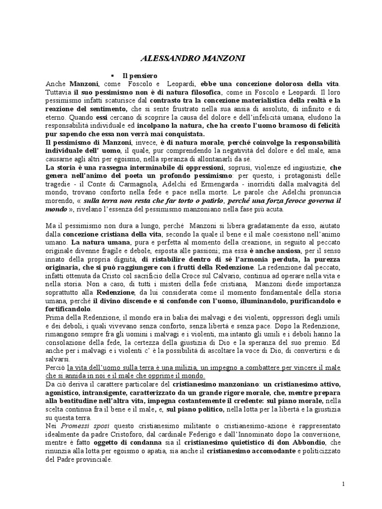 Il Pensiero Di Manzoni PDF