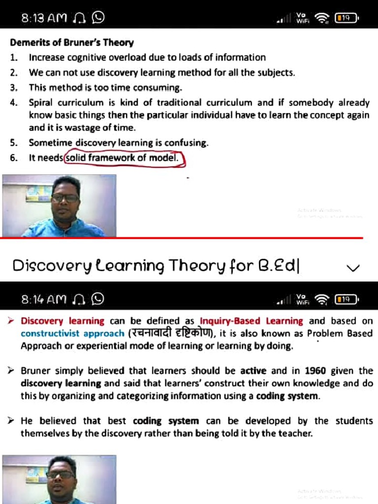 Analysis of Bruner's Discovery Learning Theory Based on a Document