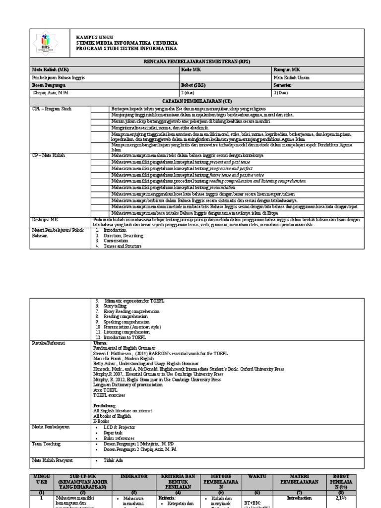 Format RPS Kampus Ungu Ajuan | PDF