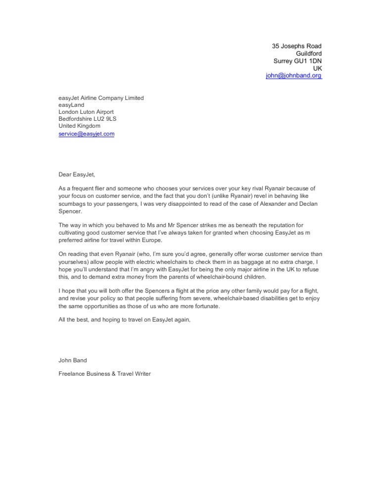 Easyjet Letter | PDF