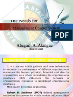 The Needs For Management Control System