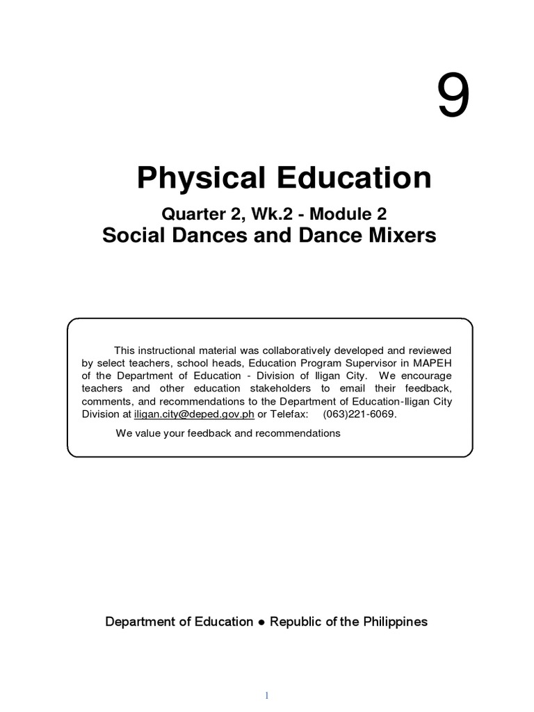 Physical Education Social Dances and Dance Mixers PDF Etiquette