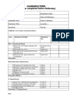 Clearance Form (To Be Completed Before Relieving)