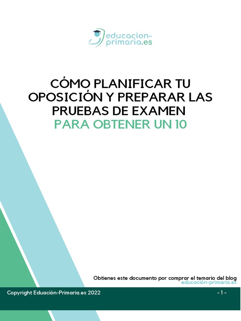 Ebook Como Planificar Tu Oposicion y Preparar Las Pruebas de Examen ...
