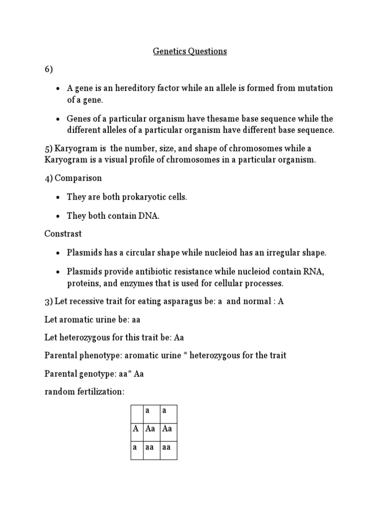 questions biology PDF Zygosity Genotype