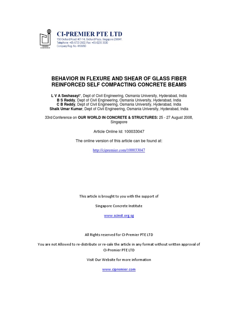 Glass Fiber Reinforced Concrete Beams | PDF | Concrete | Bending