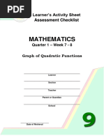 Mathematics: Learner's Activity Sheet Assessment Checklist