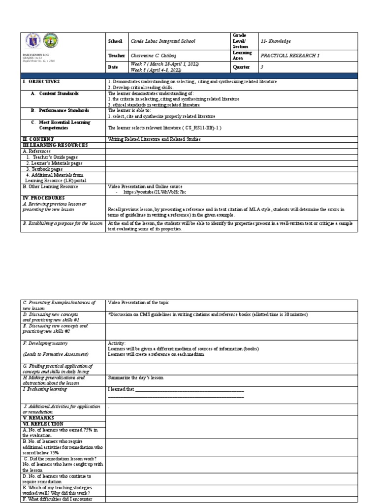 DLL Reading and Writing q3 PDF Learning Constructivism
