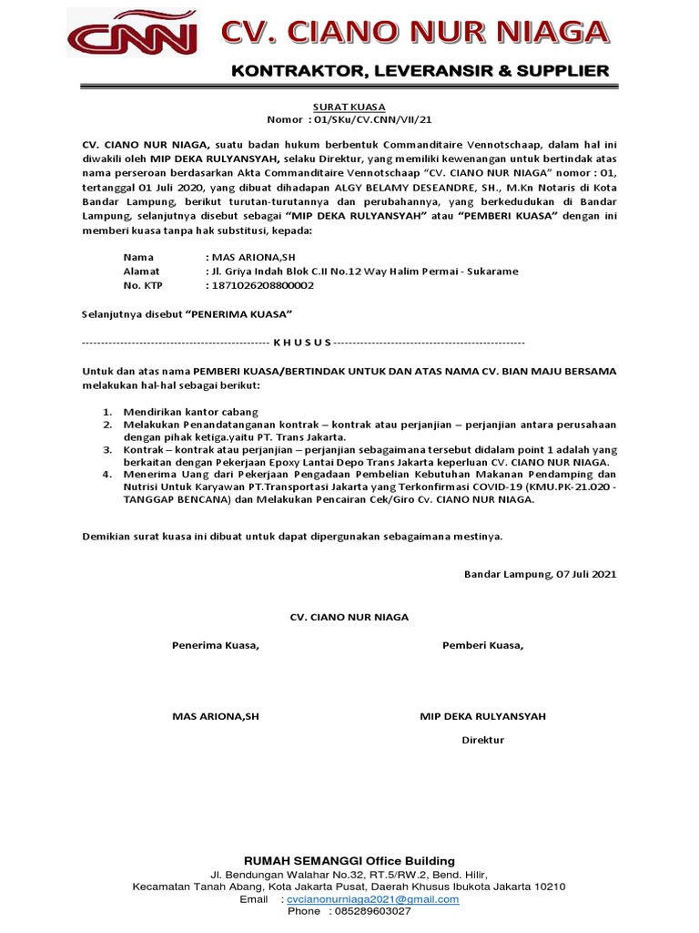 Surat Kuasa Dir | PDF