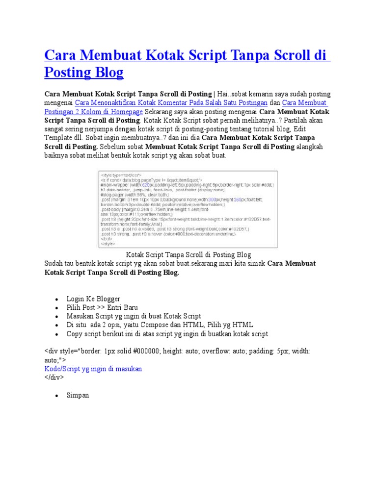 Kotak Script Tanpa Scroll Blog Pdf Komputer