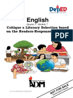 English: Critique A Literary Selection Based On The Readers-Response Approach