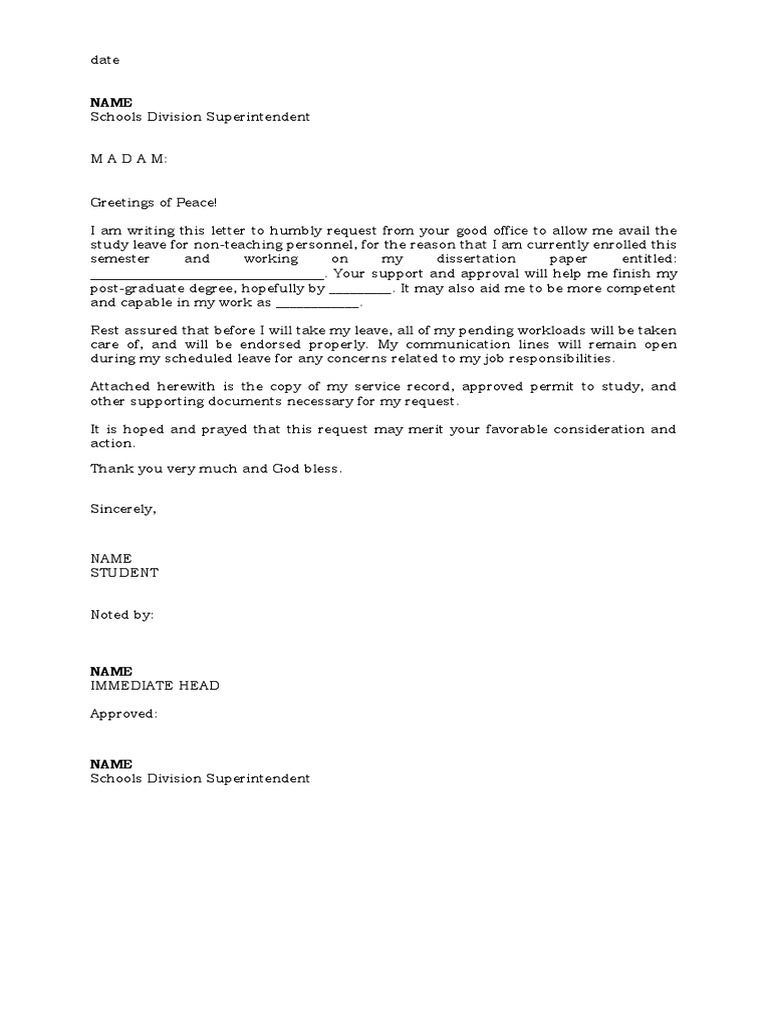 Request for Study Leave Approval | PDF | Career & Growth | Wellness