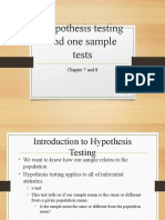 Hypothesis Testing and One Sample Tests