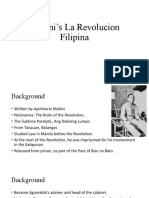 Mabini's La Revolucion Filipina, Lecture