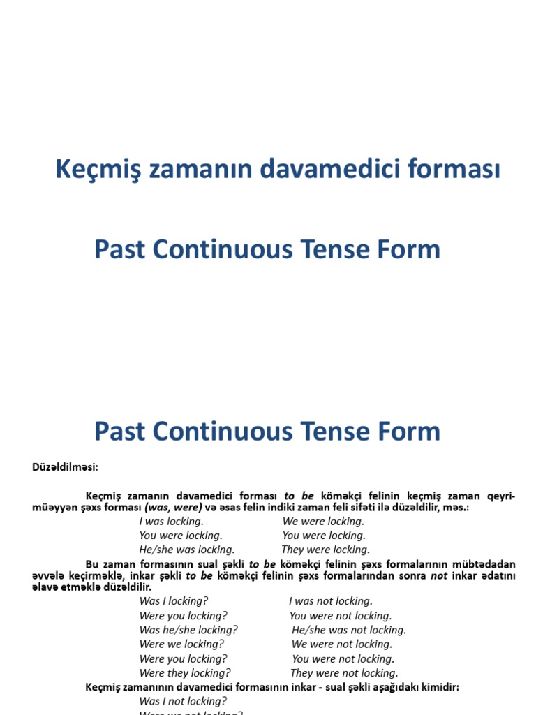 past continuous tense form of verb