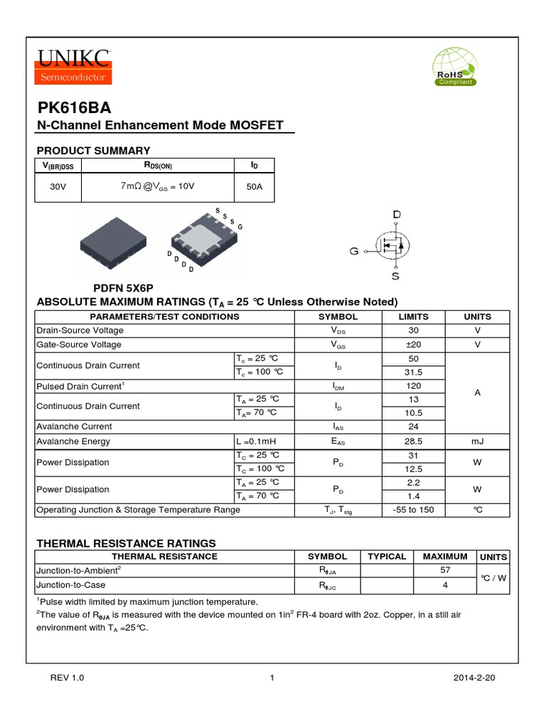 PK616BA: N-Channel Enhancement Mode MOSFET | PDF | Field Effect ...