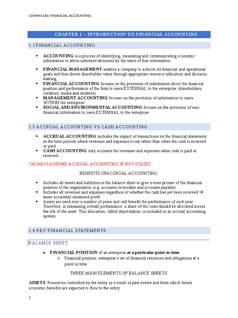 Chapter 1 - Introduction To Financial Accounting | PDF | Debits And ...