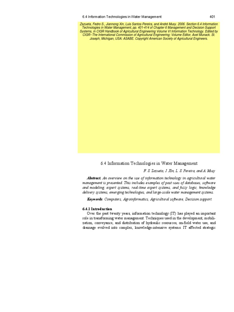 6.4 Information Technologies in Water Management | PDF | Databases ...