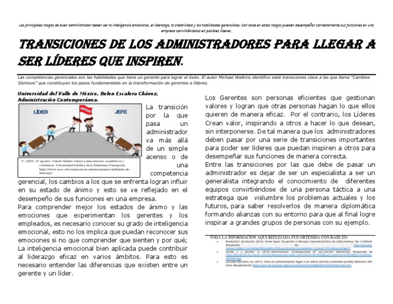 Actividad 3 - Transiciones de Los Administradores para Llegar A Ser ...