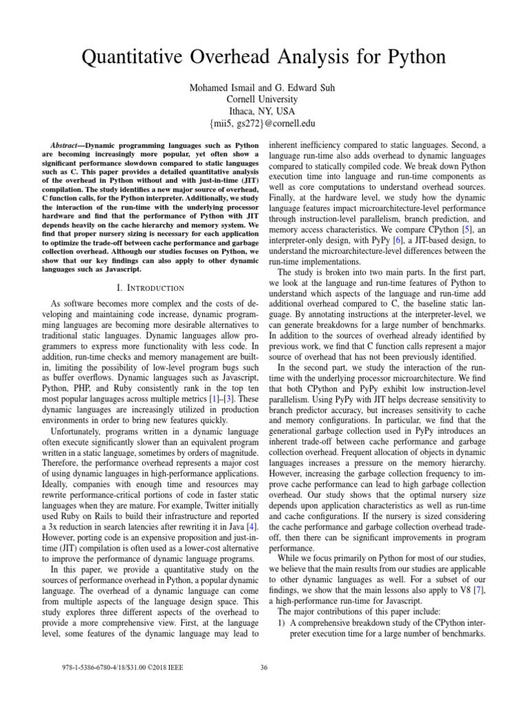 Quantitative Overhead Analysis For Python | PDF | Variable (Computer ...