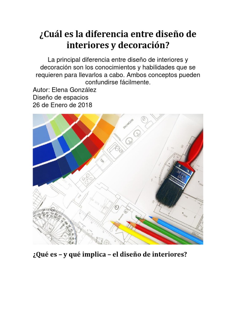 Diferencias entre diseño y decoración interior | PDF | Diseño | Diseño ...