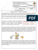 2° Lista de Exercícios Do 2° Ano - 2° Bimestre Sobre Trocas de Calor e Calorímetro