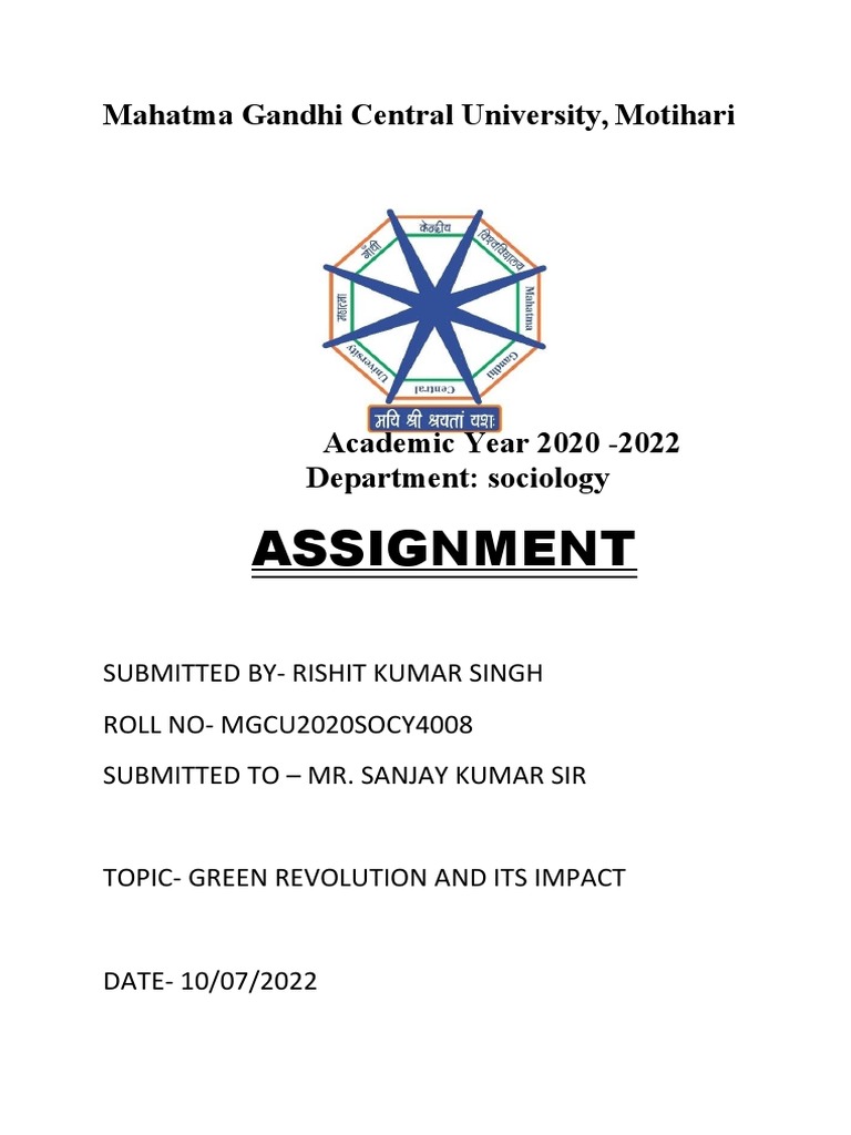 Assignment Green Revolution Pdf Green Revolution Agriculture