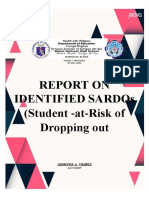 Report On Identified Sardos (Student - At-Risk of Dropping Out