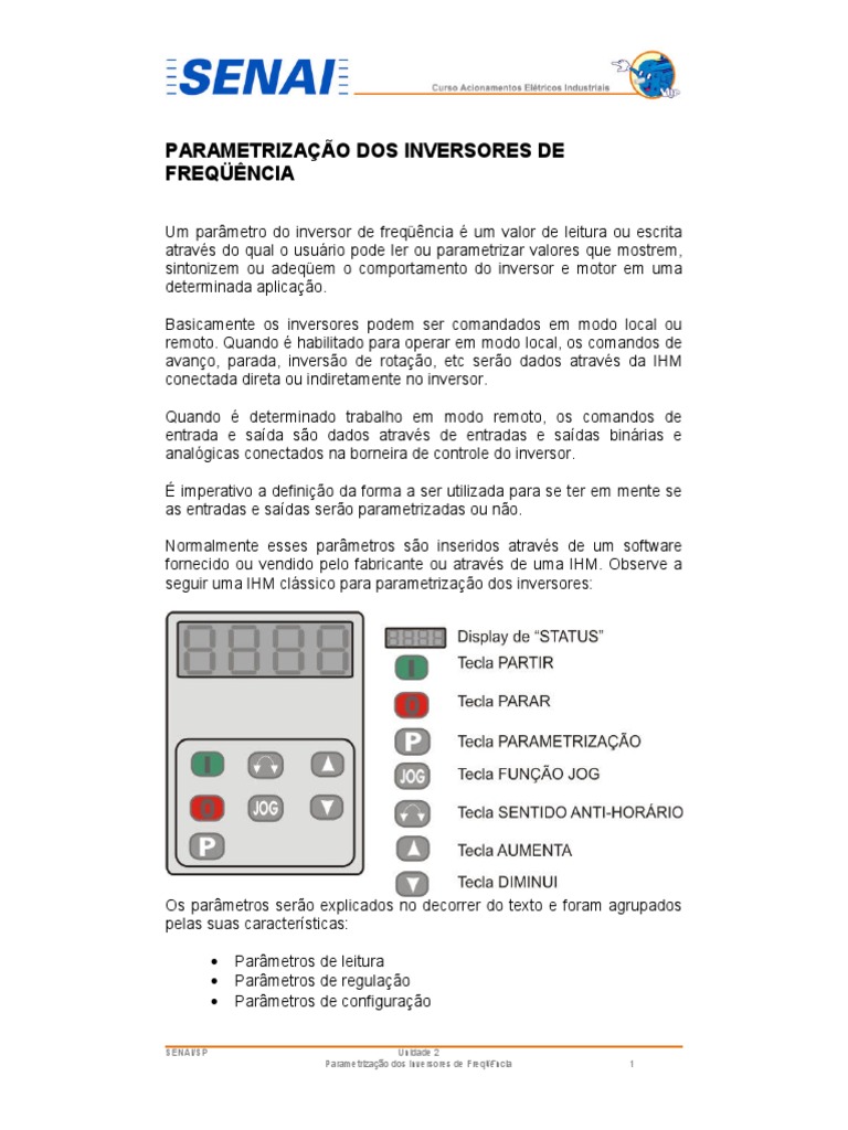 Parametrização de Inversores de Frequência - SENAI | PDF | Freio | Motores