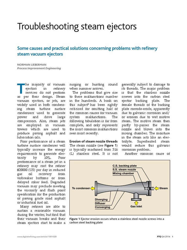 Troubleshooting Steam Ejectors PDF Steam Nozzle