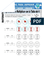 Ficha de Multiplicando Con La Tabla Del Cuatro para Primero de Primaria